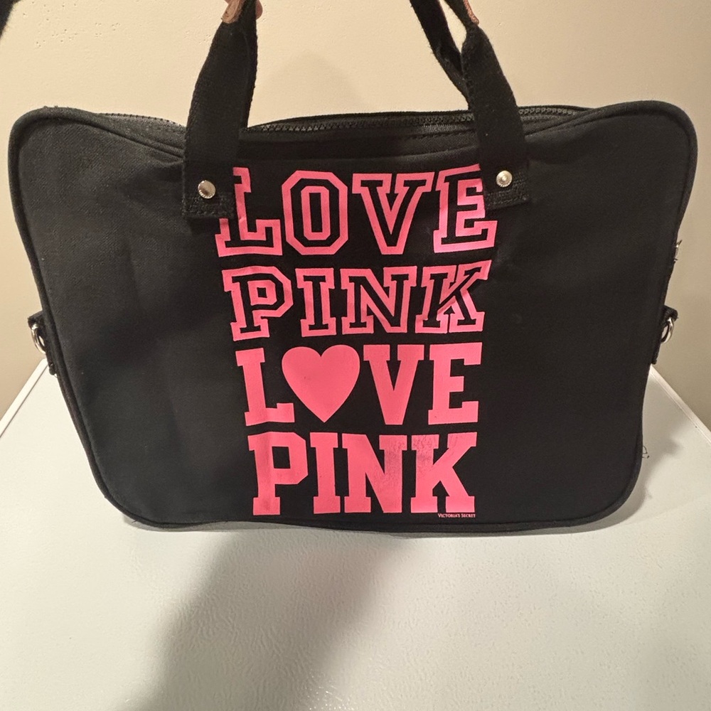 PINK Victoria Secret Black Laptop bag with Pink Logo, Preowned